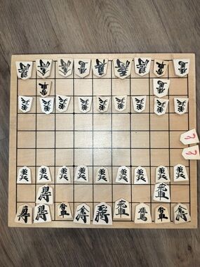 Shogi Japanese Chess Game Set - Wooden Table Board & Traditional Playing Pieces